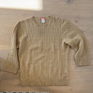 J. Crew women’s Cashmere camel Cable Knit Crewneck Sweater large